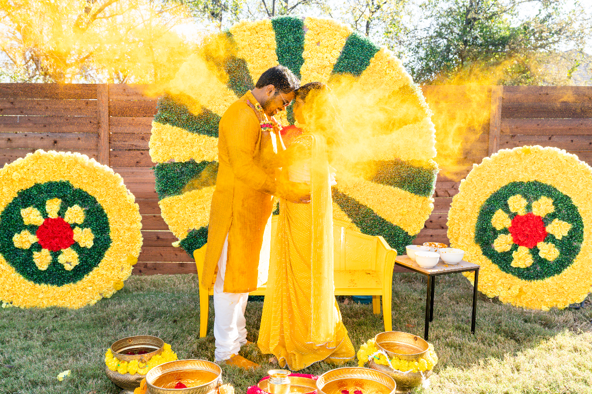 To see a couple so happy and excited about their special day must mean that they are truly contented and in love with one another - Haldi